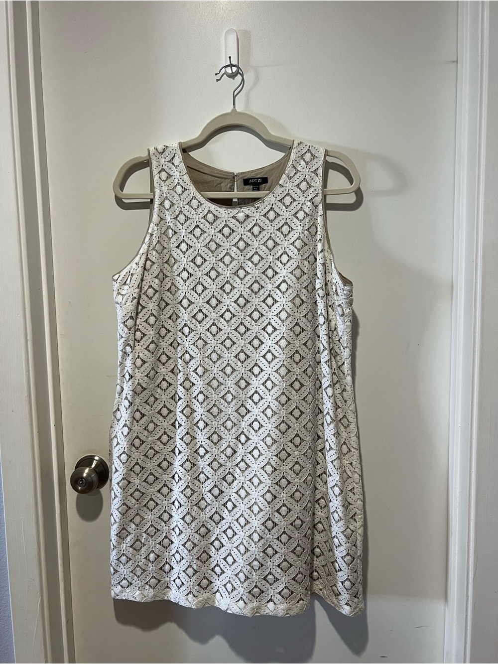Apt. 9 Cream Geometric Lace Tank Dress
